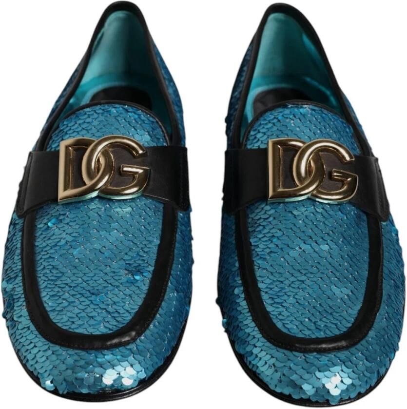Dolce & Gabbana Blauwe Paillet Loafers Stijlvolle Schoenen - Foto 2