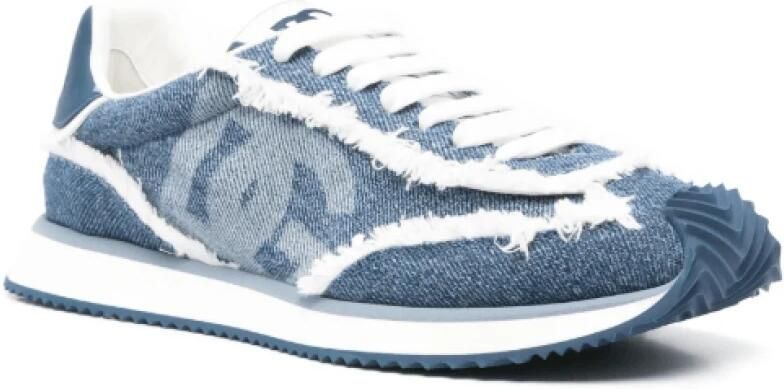 Dolce & Gabbana Blauwe Sneakers met Front Lace-Up