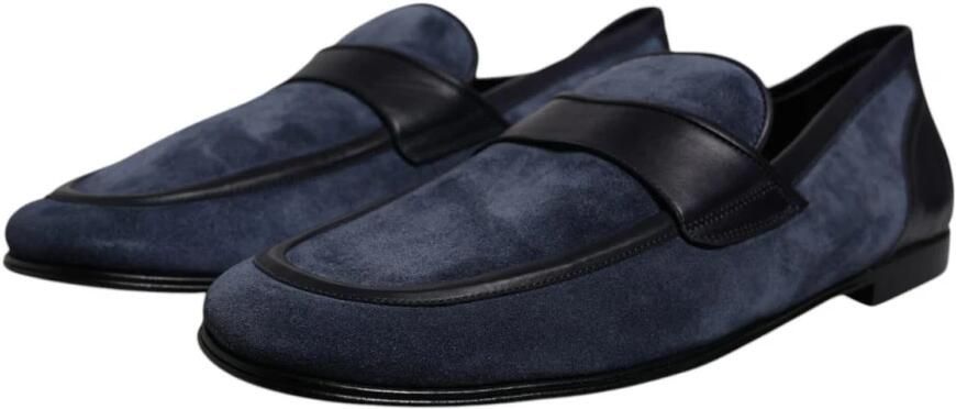 Dolce & Gabbana Blauwe Suède Mocassin Instappers
