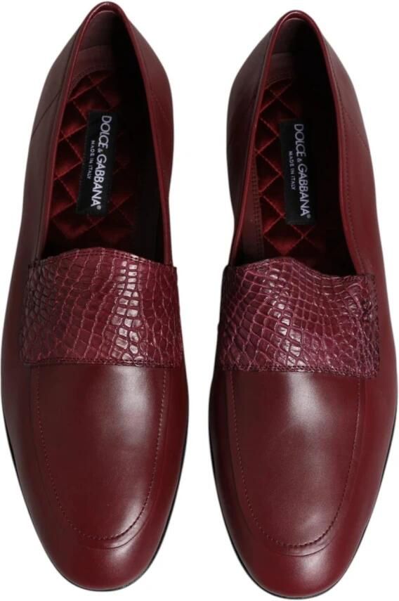 Dolce & Gabbana Bordeauxrode Leren Instapschoenen met Cai Details
