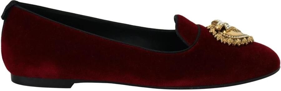 Dolce & Gabbana Velvet Loafers met Gouden Hart Red Dames - Foto 2