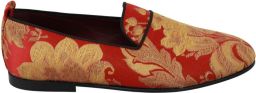 Dolce & Gabbana Rode Gouden Brokaat Loafers Pantoffels Schoenen Yellow