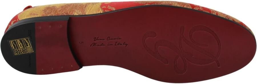 Dolce & Gabbana Rode Gouden Brokaat Loafers Pantoffels Schoenen Yellow - Foto 2