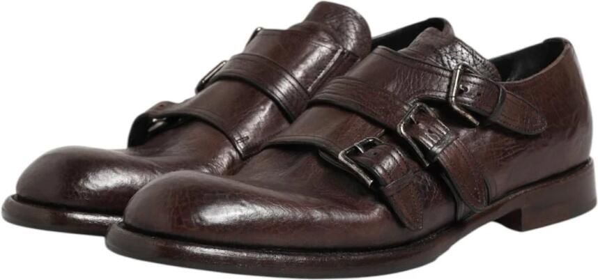 Dolce & Gabbana Bruin Leren Monk Strap Formele Schoenen
