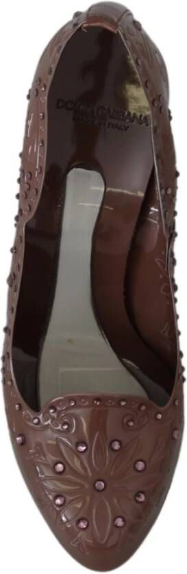 Dolce & Gabbana Bruine Bloemen Kristallen Cinderella Hakken Brown Dames - Foto 7