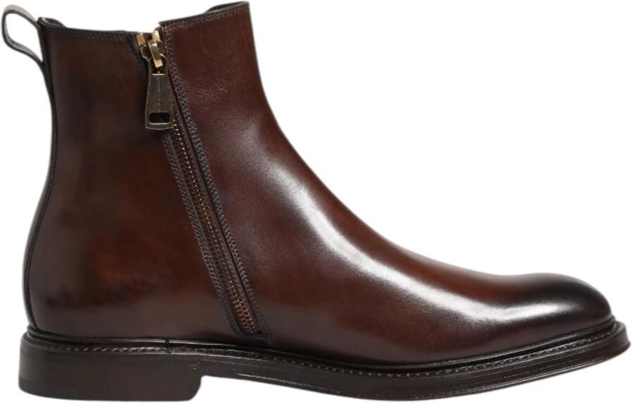 Dolce & Gabbana Bruine Chelsea Leren Mid Calf Laarzen