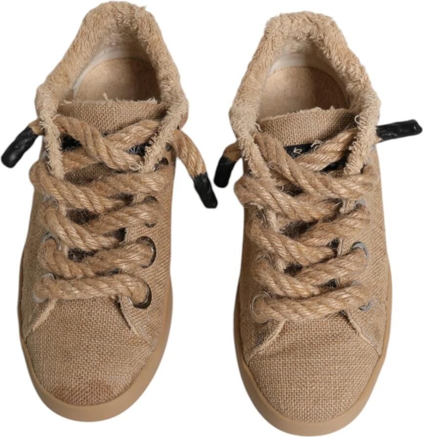 Dolce & Gabbana Bruine Jute Lage Sneakers - Foto 2