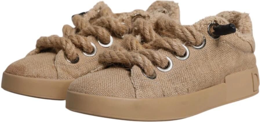 Dolce & Gabbana Bruine Jute Lage Sneakers - Foto 4