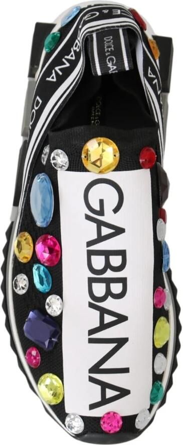 Dolce & Gabbana Black Multicolor Crystal Sneakers Shoes Zwart Dames - Foto 2