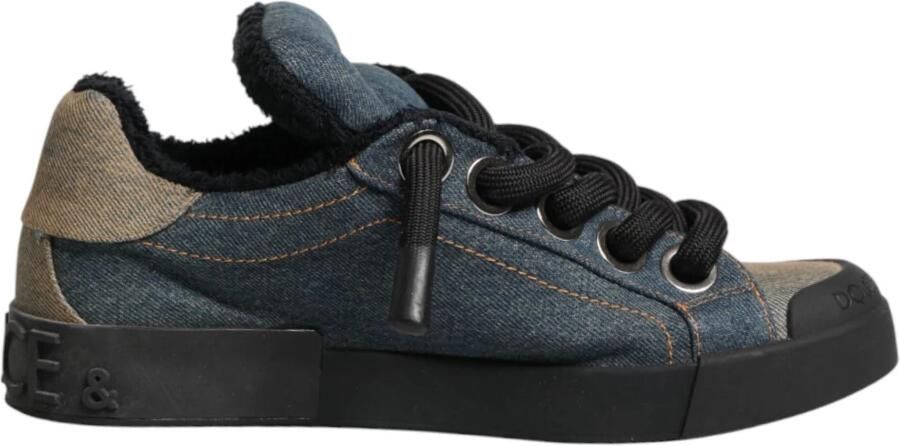 Dolce & Gabbana Custom Patch Sneakers Blauw Denim Blue Heren