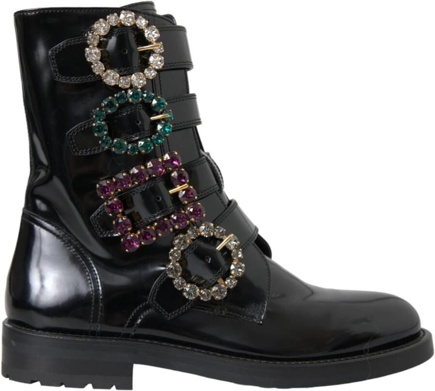 Dolce & Gabbana Kristallen Gesp Leren Laarzen