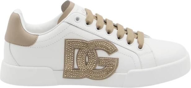 Dolce & Gabbana Crystal Embellished Leather Sneakers