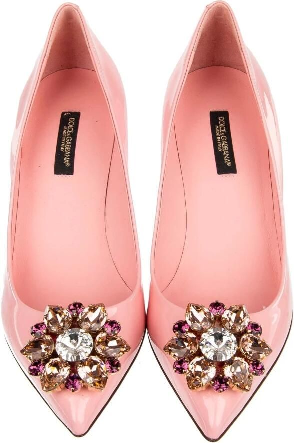 Dolce & Gabbana Roze kristalversierde suède pumps Pink Dames