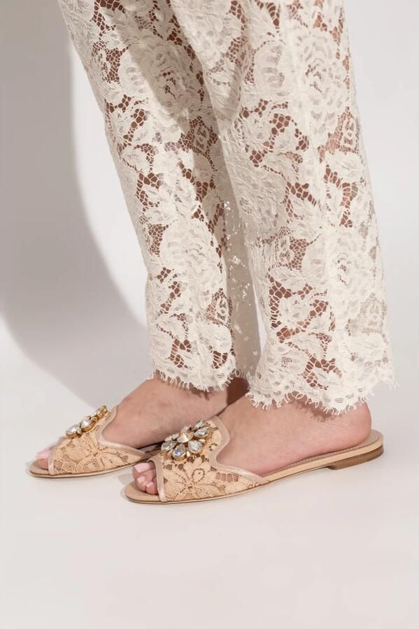 Dolce & Gabbana Crystal Lace Flat Sandalen - Foto 2