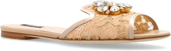 Dolce & Gabbana Crystal Lace Flat Sandalen - Foto 6