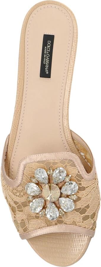Dolce & Gabbana Crystal Lace Flat Sandals - Foto 2