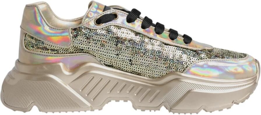 Dolce & Gabbana Iridescent Sequin Low-Top Sneakers met Rubberen Zool
