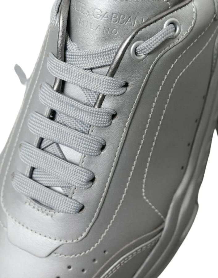 Dolce & Gabbana Zilver Leren Casual Sneakers Schoenen Gray - Foto 3