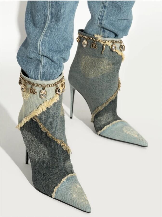 Dolce & Gabbana Denim enkellaarsjes met hakken - Foto 4