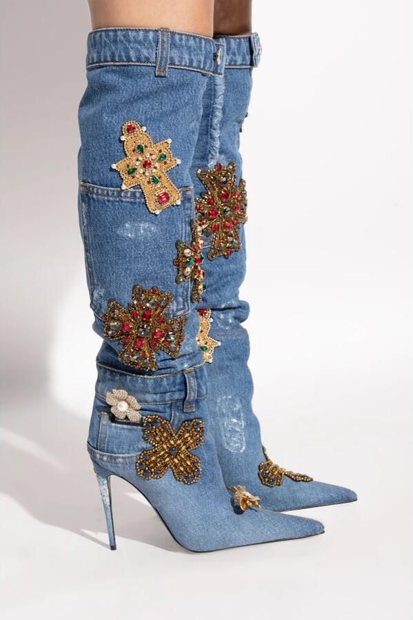 Dolce & Gabbana Denim Laarzen met Borduursel en Stenen - Foto 2