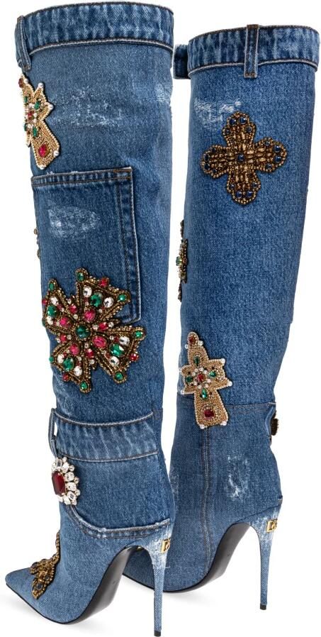 Dolce & Gabbana Denim Laarzen met Borduursel en Stenen - Foto 3