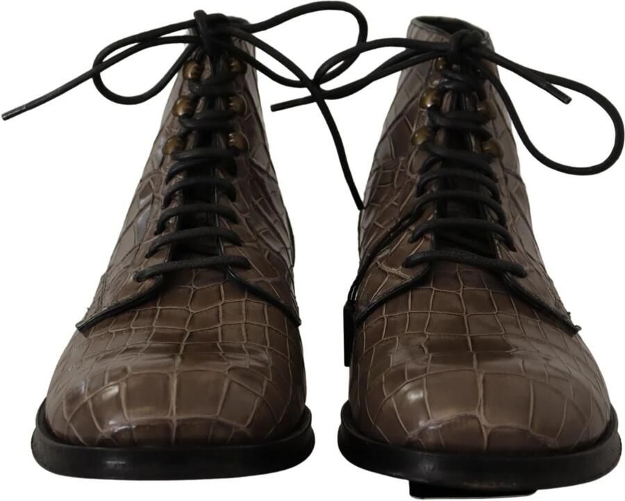 Dolce & Gabbana Grijze Krokodillenleren Derby Laarzen Gray Heren - Foto 2