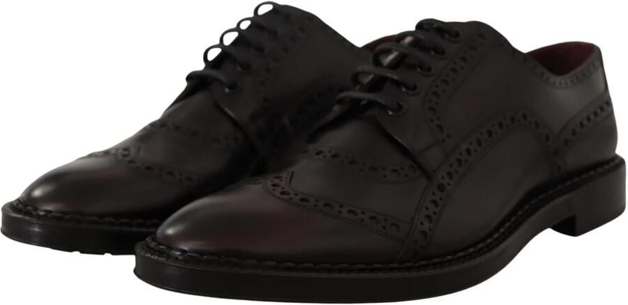 Dolce & Gabbana Leren Derbies Vetersluiting Geperforeerd Detail Black Heren
