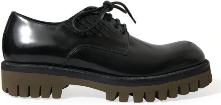 Dolce & Gabbana Elegante Zwarte Leren Derby Schoenen Black Heren