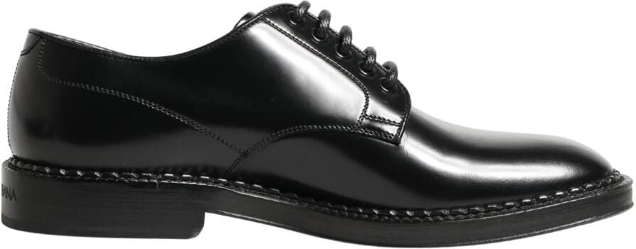 Dolce & Gabbana Zwarte Leren Derby Schoenen Black Heren