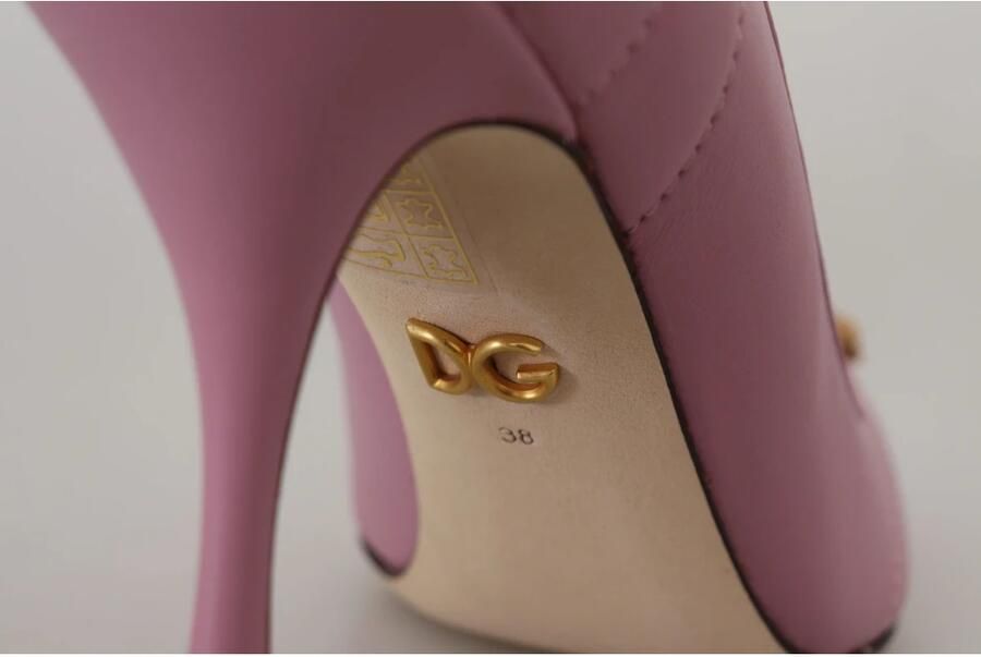 Dolce & Gabbana Pink Leather Heart Devotion Heels Pumps Shoes Roze Dames - Foto 2