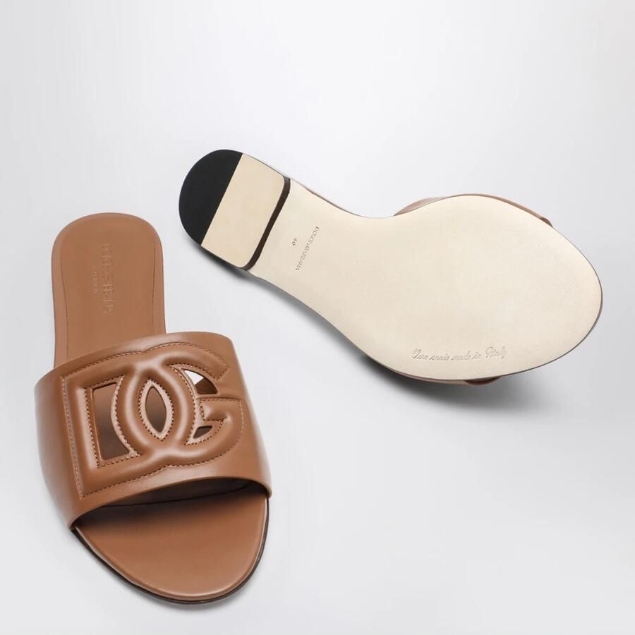 Dolce & Gabbana DG Logo Leather Flat Sandals - Foto 2