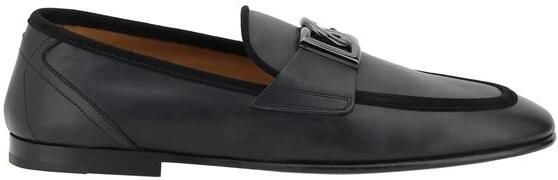 Dolce & Gabbana Elegante leren loafers met fluwelen rand