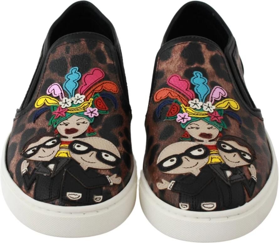 Dolce & Gabbana Leather Leopard #dgfamily Loafers Shoes Bruin Dames - Foto 2