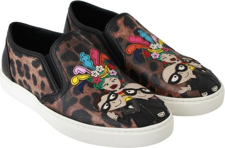 Dolce & Gabbana Leather Leopard #dgfamily Loafers Shoes Bruin Dames - Foto 3