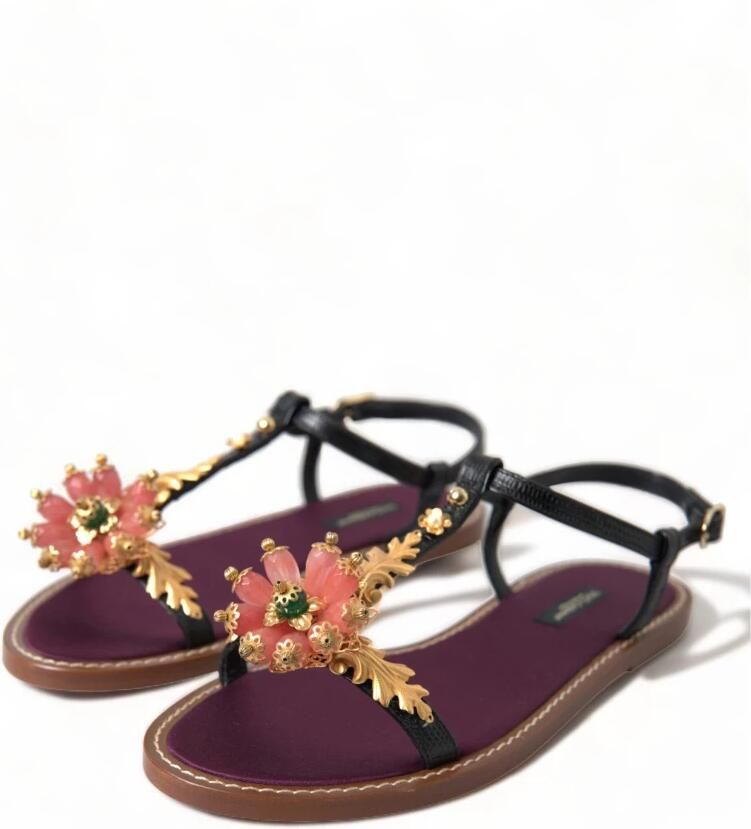 Dolce & Gabbana Platte Sandalen met Prachtige Decoraties Brown Dames - Foto 2