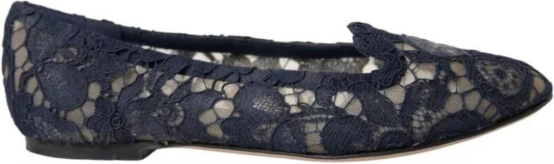 Dolce & Gabbana Kristalversierde Kant Platte Schoenen Blue Dames - Foto 2