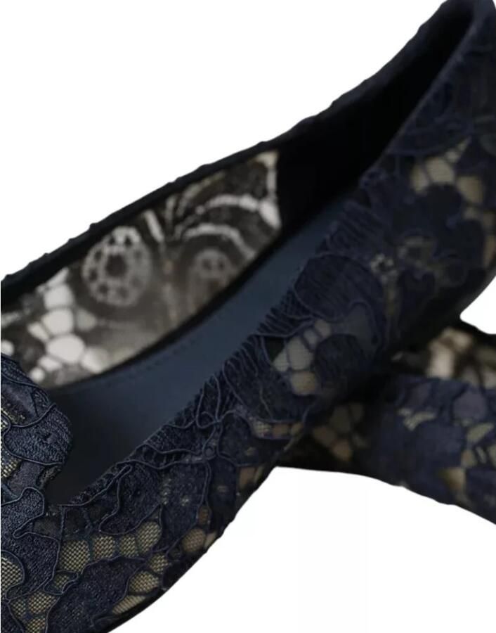 Dolce & Gabbana Kristalversierde Kant Platte Schoenen Blue Dames
