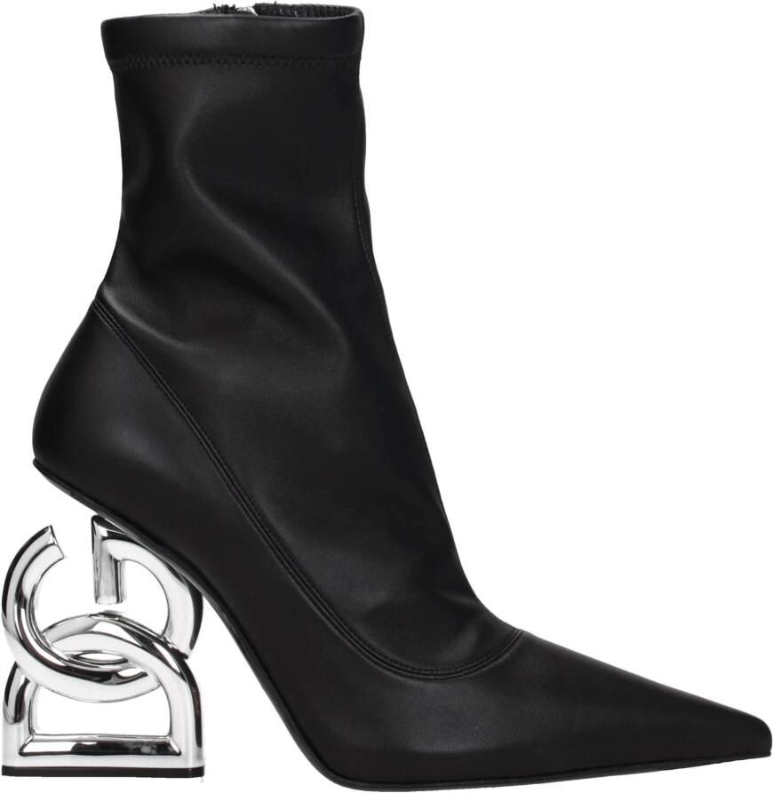 Dolce & Gabbana Zwarte leren enkellaarsjes met hoge hak - Foto 2