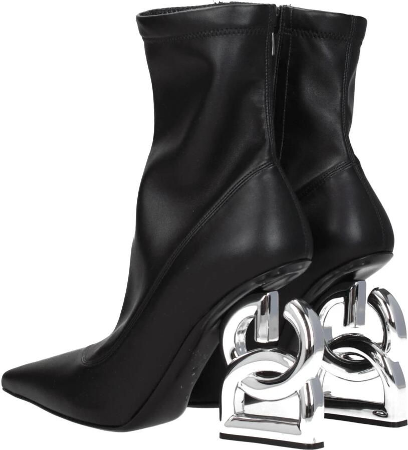 Dolce & Gabbana Zwarte leren enkellaarsjes met hoge hak