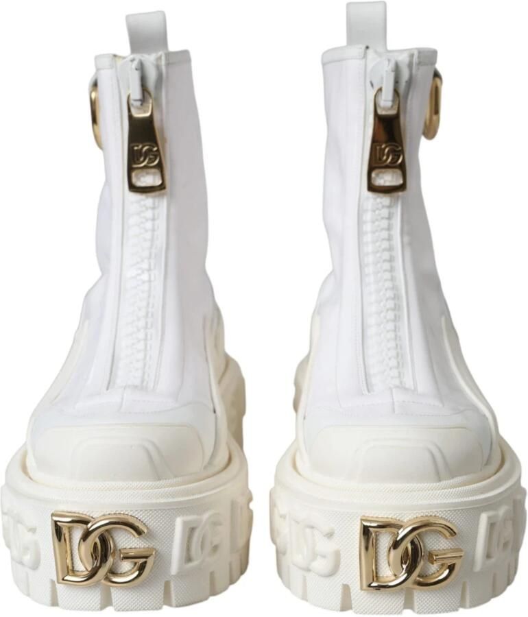 Dolce & Gabbana Witte Leren Rubber Enkellaarzen White Dames - Foto 5