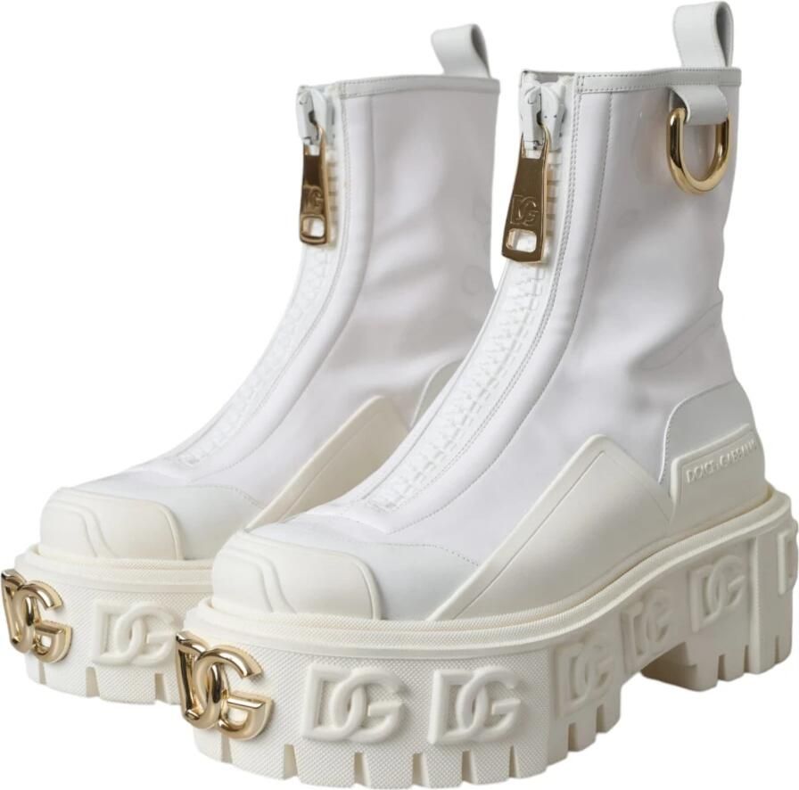 Dolce & Gabbana Witte Leren Rubber Enkellaarzen White Dames - Foto 3