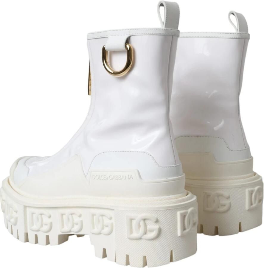 Dolce & Gabbana Witte Leren Rubber Enkellaarzen White Dames - Foto 2