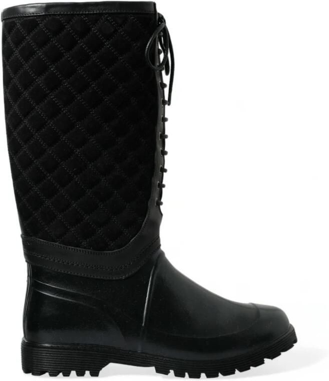 Dolce & Gabbana Gestikte Veterschoenen Black Heren