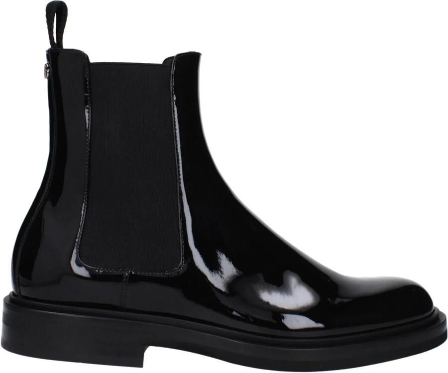 Dolce & Gabbana Zwarte Leren Enkellaarzen Stijlvol