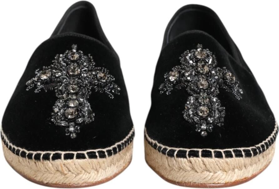 Dolce & Gabbana Zwarte Crystal Slip On Espadrilles - Foto 2