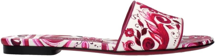 Dolce & Gabbana Fuchsia Majolica Print Platte Slides Pink Dames - Foto 3