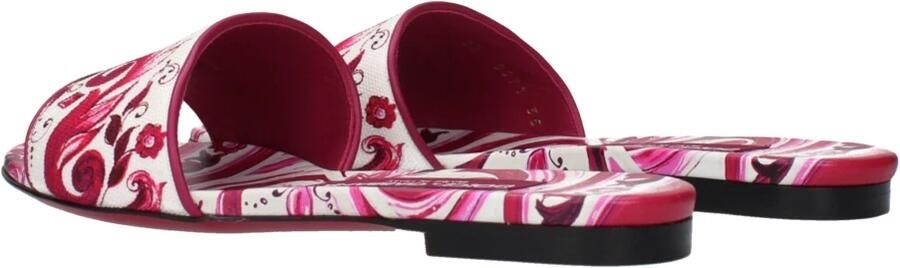 Dolce & Gabbana Fuchsia Majolica Print Platte Slides Pink Dames