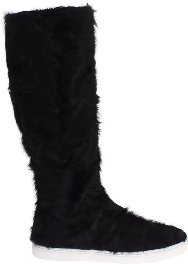 Dolce & Gabbana Zwarte Xiangao Lamsvacht Leren Laarzen Black Dames