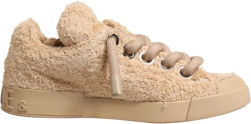 Dolce & Gabbana Faux Shearling Low Top Sneakers