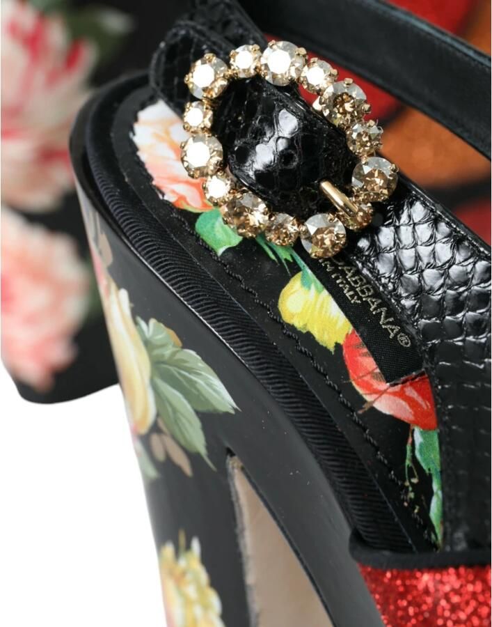 Dolce & Gabbana Multicolor Floral Crystal Platform Sandalen Multicolor Dames